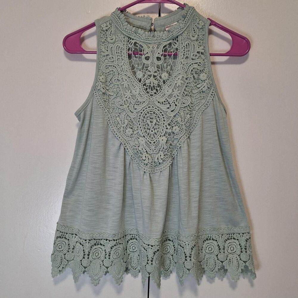 No-boundaries Mint Crochet Blouse Small
